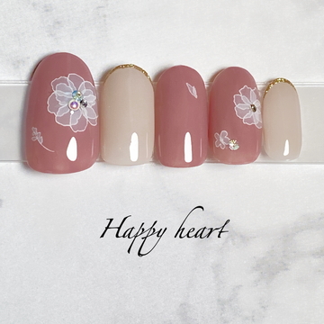 シフォンフラワーネイル